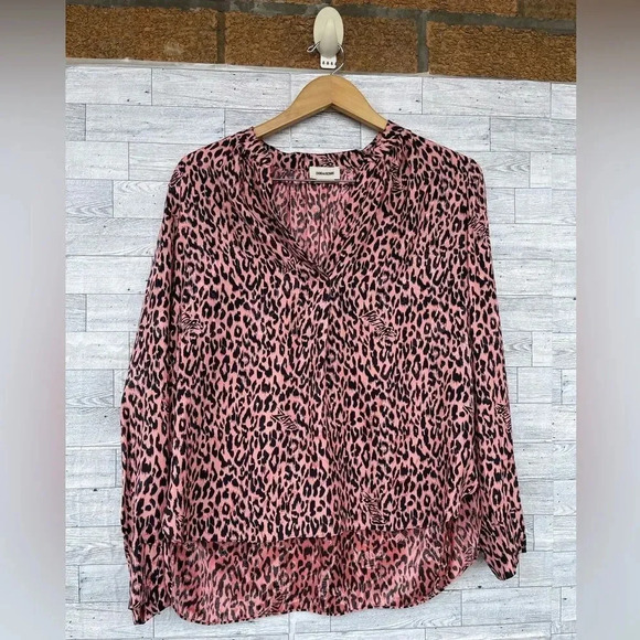 ZADIG&VOLTAIRE  Tink Squeleton Leopard Print Silk Blend Blouse - Rose medium - Picture 3 of 17
